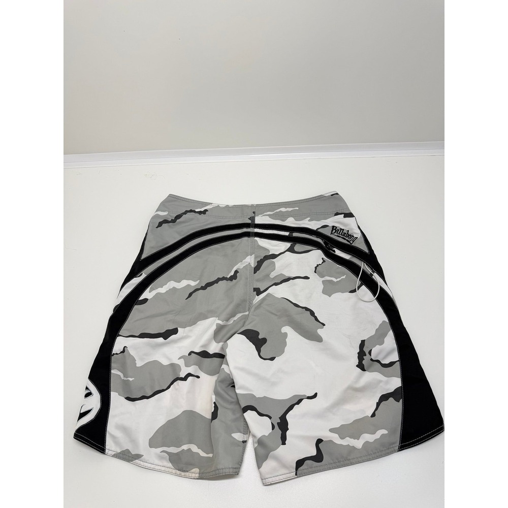 Vintage Billabong Y2K Camo Board Shorts Size 36 Gray White Black Surf Swim Trunk - Picture 2 of 9